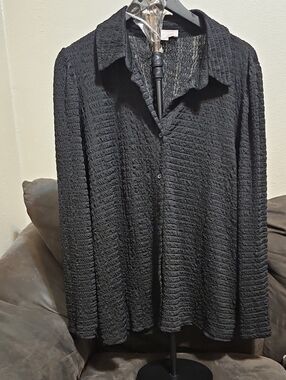 Philosophy Black Textured Button-Front Blouse